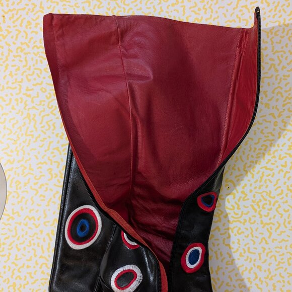 Shelly's of London Mod Dot Embroidered Leather Women's Knee High Boots Size 38 - Picture 6 of 13
